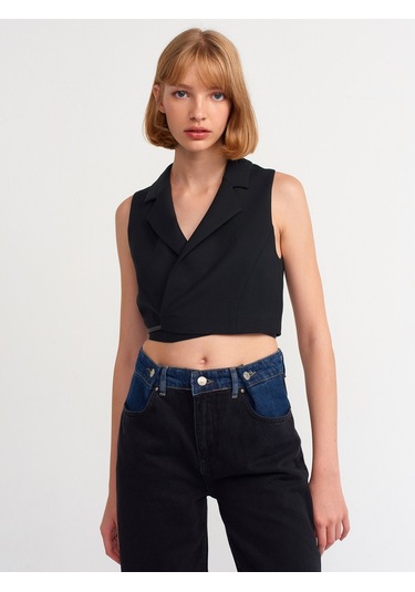 Dilvin Vücuda Oturan Yelek  Siyah