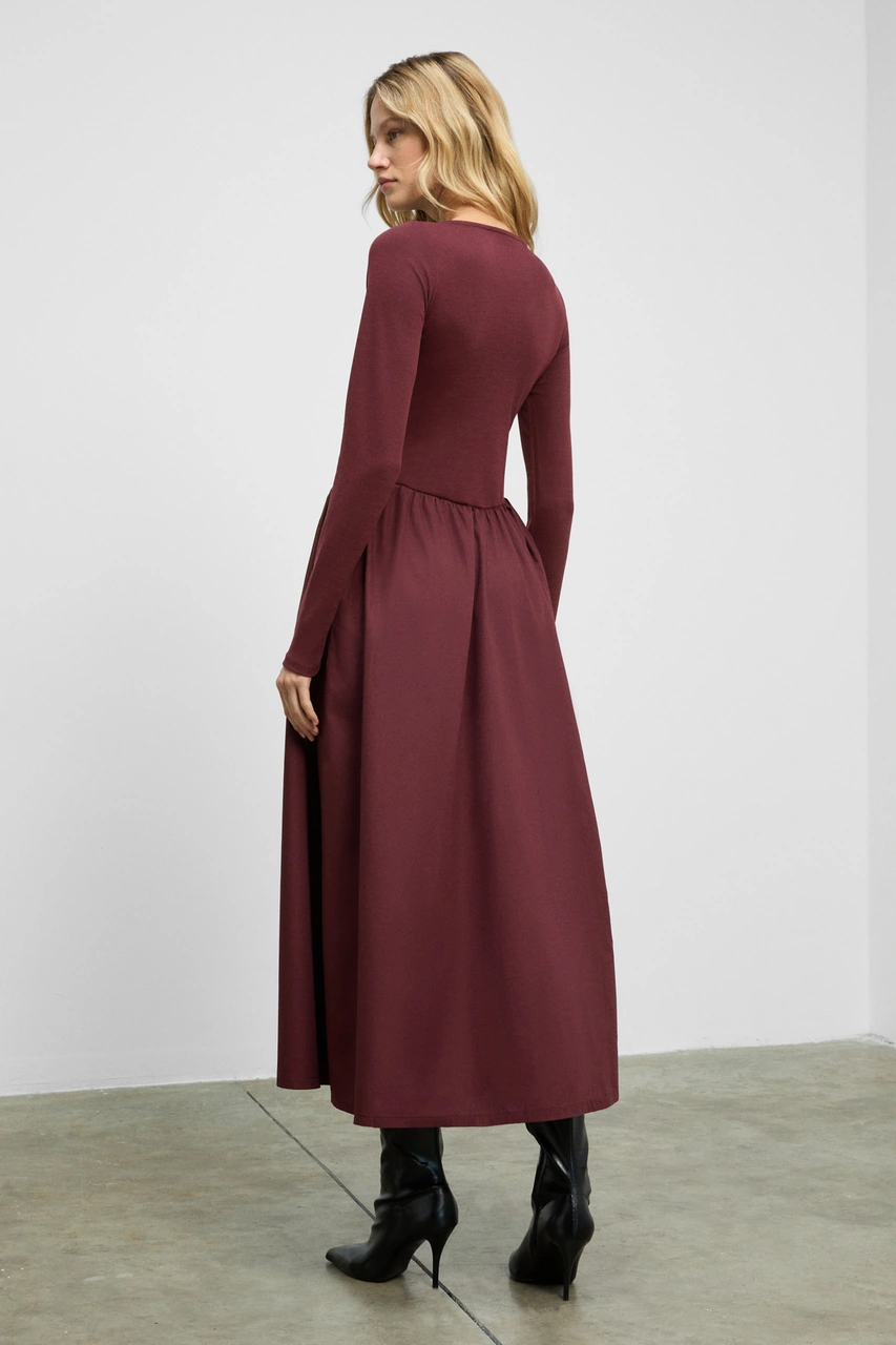 Grımelange Panı Kadın Maxi Boy Etek Kısmı Dokuma Poplin Kloş Üst Kısmı Esnek Viskon Elastan Şık Bord Bordo Grımelange Panı Kadın Maxi Boy Etek Kısmı Dokuma Poplin Kloş Üst Kısmı Esnek Viskon Elastan Şık Bord Bordo