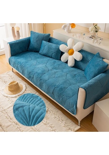 Mavi İskandinav Anti-skid Kalınlaşmış Jakarlı Yastık Sıcak Kapak Basit Yumuşak Pazen Kanepe Minder Örtüsü Deri Kanepe Ahşap Sandalye İçin 70x90cm