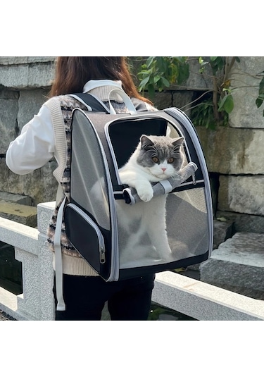 Honeybeeshop Siyah Nefes Alabilir Kedi Sirt Cantasi Tasinabilir Katlanabilir Kedi Tasima Cantasi Seyahat Icin Guvenli Malzemelerden Uretilmistir