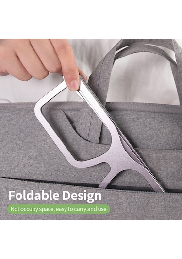 Springsun Alüminyum Foldable Bilgisayar Standı, Taşınabilir Tablet Desteği, Güneş Gözlüğü Desenli, Gri, Yükseklik Artırıcı