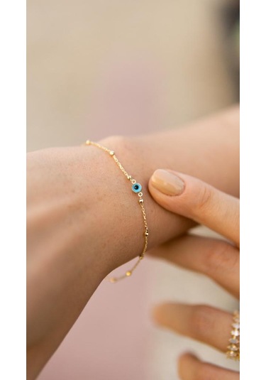 Altın Nazar Bileklik 19 Cm BL14736 Sarı Altın