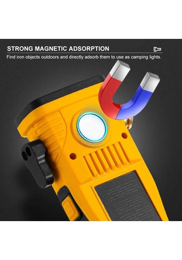 Wison Ws-1414 Cam Kıracaklı Dijital Göstergeli Mıknatıslı Şarjlı Acil Durum Tamirci Feneri Çok Renkli