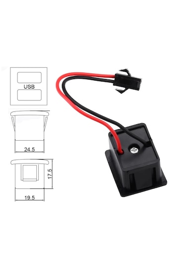 Type-c / Usb A Dişi Soket Kavisli 2 Pin 10cm Kablo Jst Çift Usb