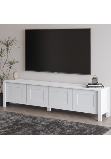 Vachel 4 Kapaklı Modern Tv Sehpası Beyaz