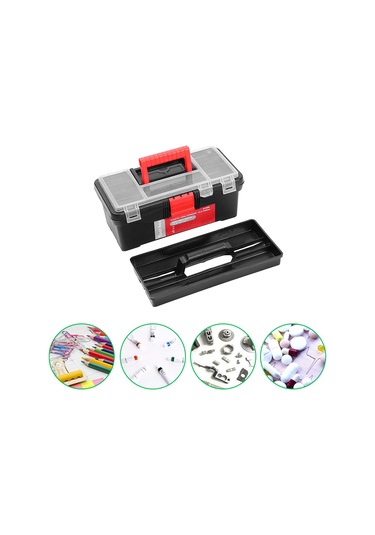 Suofeng 12,5 İnç Şeffaf Kapaklı Taşınabilir Plastik Alet Çantası - Bölmeli Ve Tepsili Pratik Ev Alet Saklama Kutusu