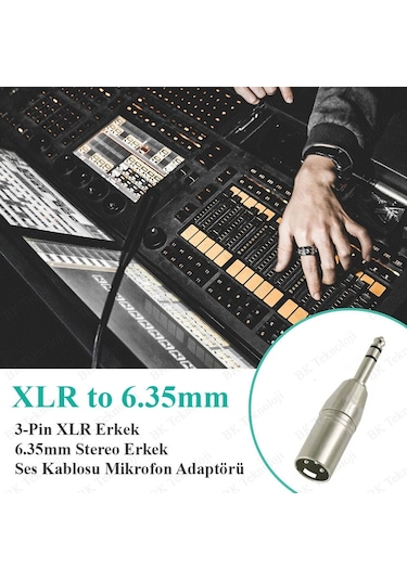 3-Pin Xlr Erkek To 6.35Mm Stereo Erkek Ses Kablosu Mikrofon Adapt