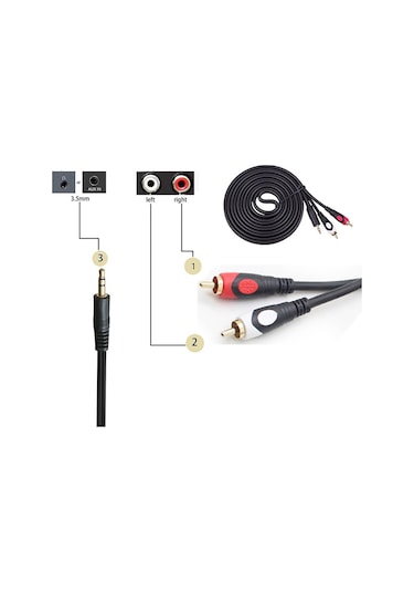 Wozlo 2 Rca Tos Lale To Stereo 3.5 MM Ses Kablosu Özel Bakır Seri 3 M