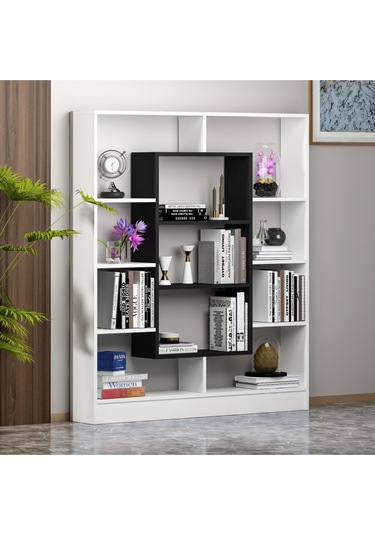 Venüs Kitaplık - Parlak Beyaz / Siyah