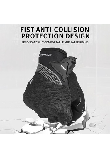 Kosona Bsddp Rh-a0131 Motosiklet Eldiveni, Kaymazlı, Dokunmatik Ekran, Çarpma Koruma, Yansıtıcı Şerit, Kollu Kordon, Siyah M Ağ + Polyester