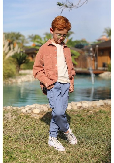 Escabel Erkek Çocuk Pamuklu Sıfır Yaka Basic T-shirt-7025-bej Bej