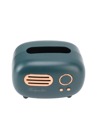 Geeroyoo Klasik Radyo Desenli Plastik Mendil Kutusu - Banyo, Oturma Odası, Yatak Odası Dekoratif Çok Amaçlı Organizer - Kırmızı