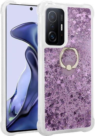 Xiaomi Mi 11T Pro 5G Kılıf Zore Milce Simli Pullu Yüzüklü Kılıf
