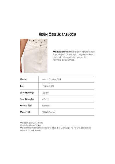 Itsbasic Kadın Kırık Beyaz 7s6-101 Straight Mini Denim Etek