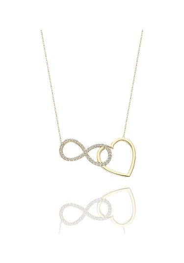 Kalp Sonsuzluk Harika Tasarım Çok Şık 14 Ayar Altın Kolye