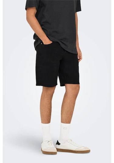 Only & Sons Erkek Onsweft Regular Fit Jean Şort 22032927 Siyah Siyah