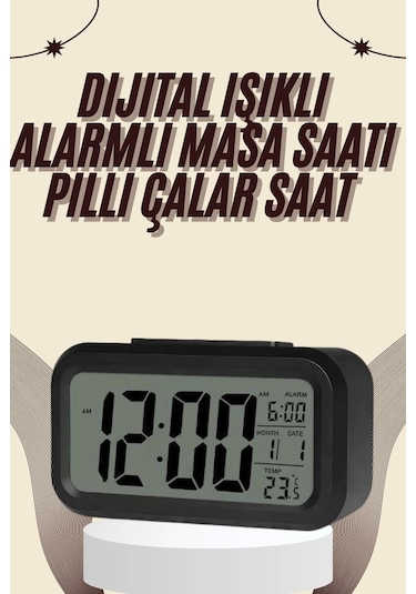 Dijital Masa Saati Termometreli Takvim Çalar Saat Led Ekran Pilli Diğer 20877661