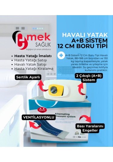 4 Motorlu Hasta Karyolası + 4 Parçalı Yatak + AB Sistem Boru Tipi Havalı Yatak﻿﻿ 12 CM
