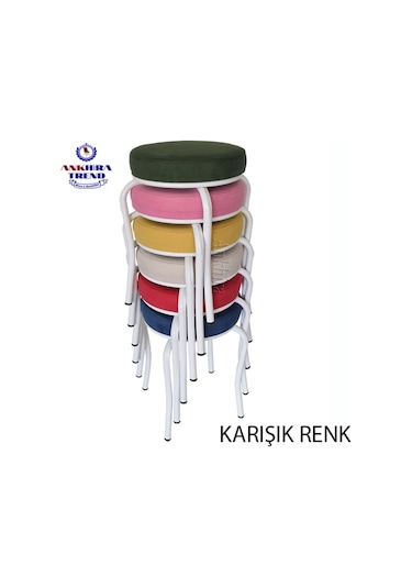 Tabure (Beyaz Ayaklı) ((6 Adet)-Mutfak Balkon Tabur...