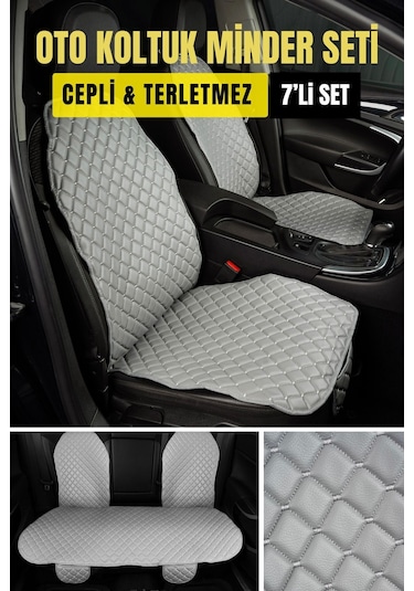 Deri-vinil Oto Minder Seti Gri 7 Parça