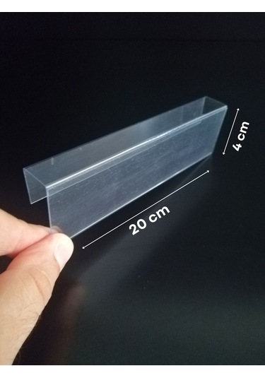 10 Adet Pvc Etiketlik Dik Geçme Ahşap Raf 20 x 4 CM İsimlik Kart Cebi