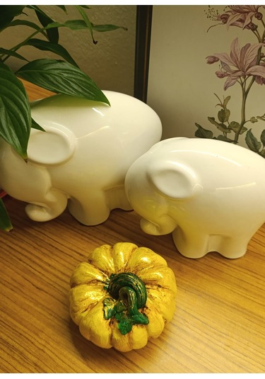 Büyük Boy El Boyaması Sarı Kabak Biblo-dekoratif Ev Ürünü-rustik Hasat Kabak Figürü 10 Cm Sarı