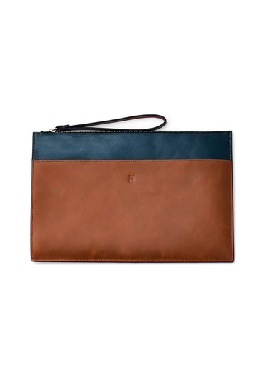 Beverly Kadın Lacivert Taba Deri Cepli Fermuarlı Rfid Korumalı Portföy Çanta Taba