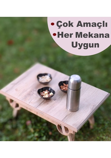 Yunusoğlu Home Çok Amaçlı Katlanabilir Ahşap Mini Kamp Masası