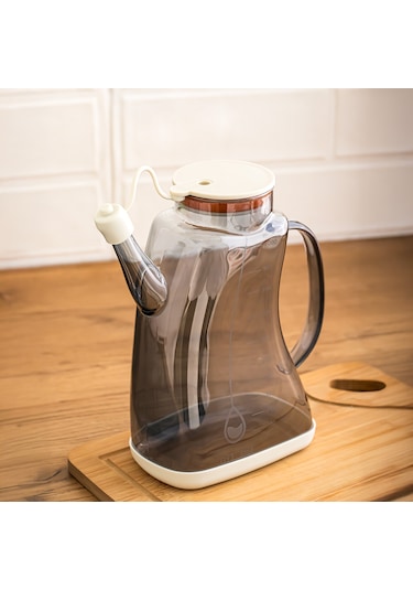 Porsima 3855-2 Şeffaf Borosilikat Cam Zeytinyağ Şişesi - Yağlık Ve Sirkelik Beyaz 1 Lt Beyaz - Şeffaf