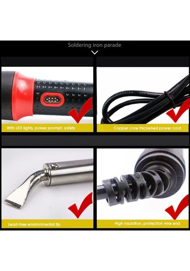 220v 60w Elektrikli Havya Kaynak Alet Takımı Dıy Lehim Teli Cımbız Seti Led Işık İle Uygun Sunta Takı