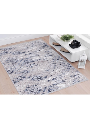 Aksu Kaymaz Taban Halı Püsküllü 120X180 Lois Mavi