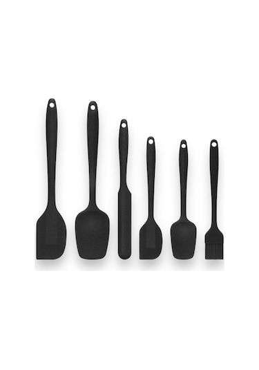 Hitfoni Yanmaz Yapışmaz Silikon Spatula Seti 6 Parça Siya