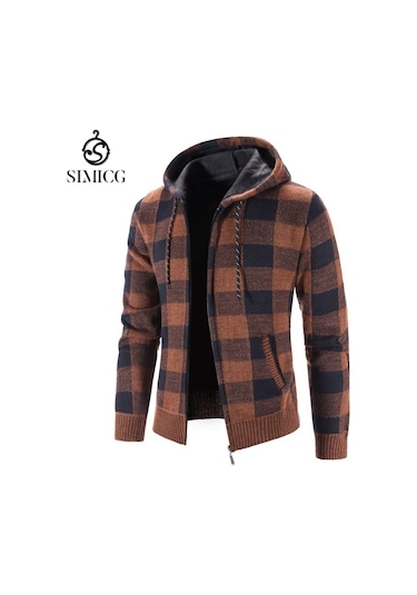 Erkek Kalın Bol Hırka Ekose - Yeşil Yeşil