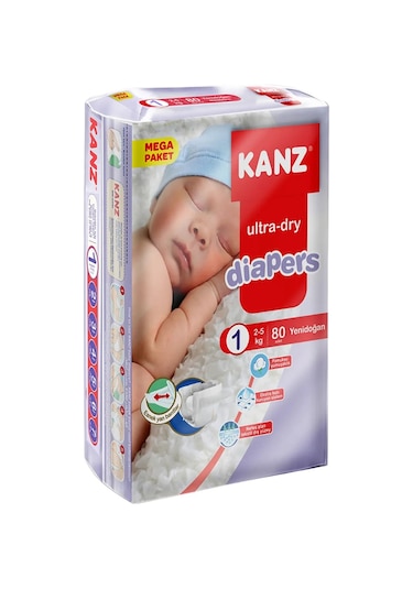Kanz Yenidoğan Bebek Bezi 1 Numara Mega Paket 80 Adet