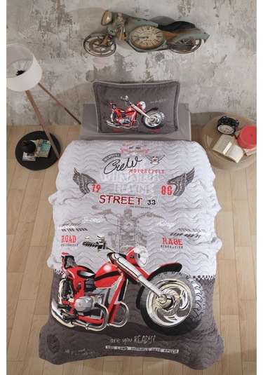 Clasy Ranforce Yatak Örtüsü Tek Kişilik Street King V1 Gri