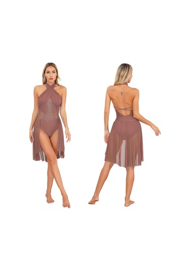 Toz Fırtınası Kadın Yetişkin Bale Çağdaş Dans Elbise Lirik Şifon Dökümlü Elbise Kolsuz Artistik Patinaj Jimnastik Leotard Elbise