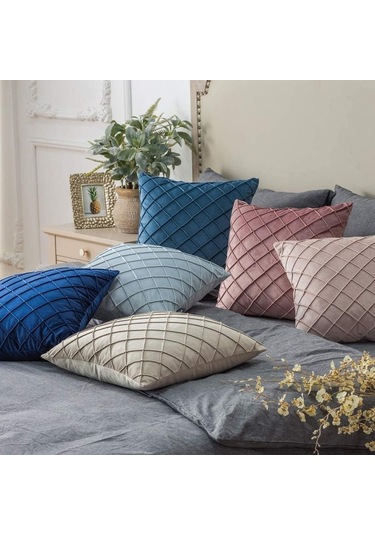 Beyaz Yenı Kadife Kareli Tartan Yastık Kılıfı 40cm/45cm/50cm/55cm/60cm 40 40 Cm