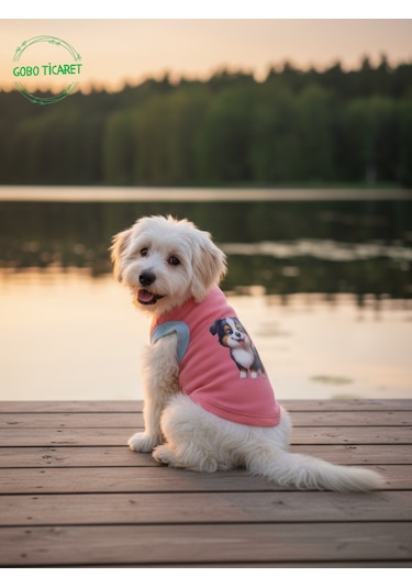 Gobo Yumuşacık Şeker Pembe Kedi Ve Köpek Kıyafeti Elbisesi Siyah Köpek Baskılı Tshirt - Xs, S, M, L Beden