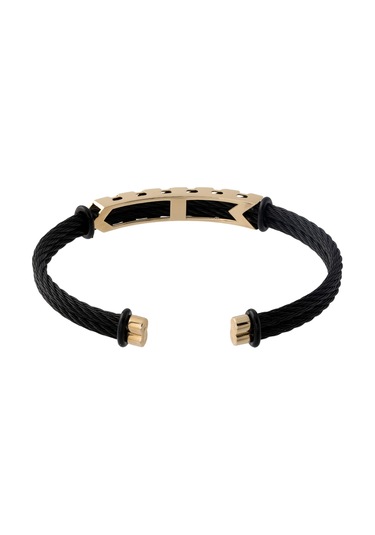 Cenova Kuyumculuk 14 Ayar Altın Çelik Siyah Erkek Bileklik Siyah