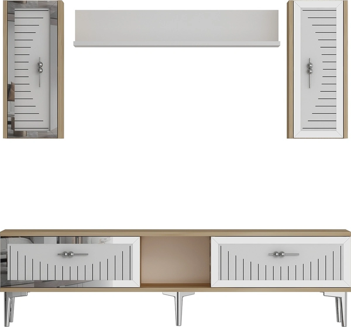 Tvr1501dbs - Tuna150 Tv Ünitesi Safirmeşe-beyaz Sılver 150cm Safirmeşe-beyaz-gümüş