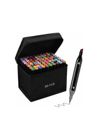 Valkyrie Touch Marker Art Çift Taraflı Kalem Seti 80 Adet Çok Renkli