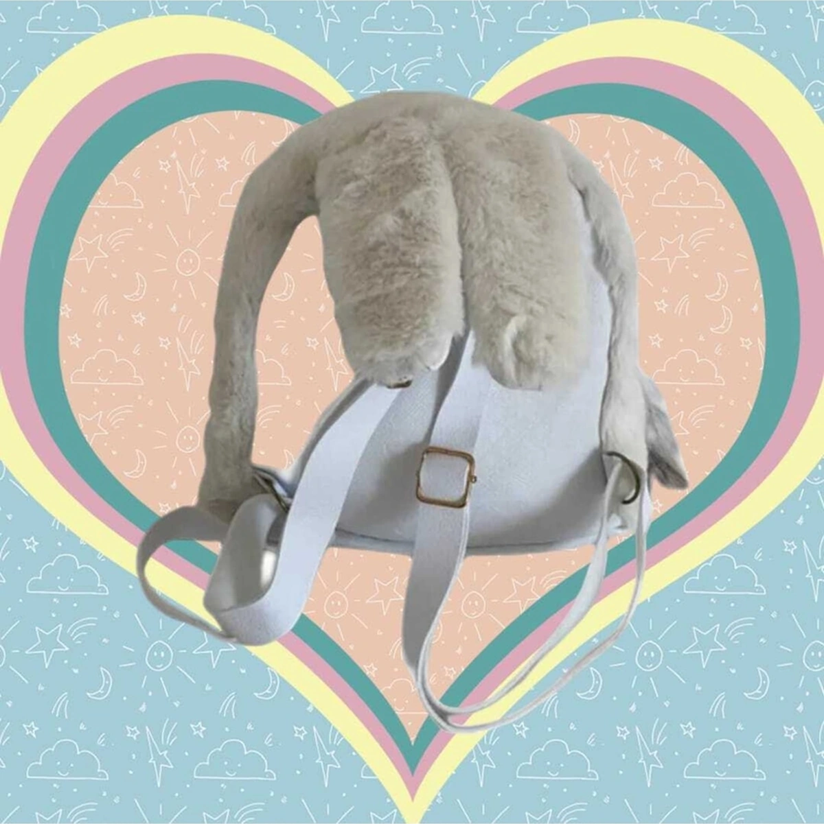 Tezzgelsin Tavşan Peluş Çocuk Sırt Çantası Çocuk Çantası Beyaz