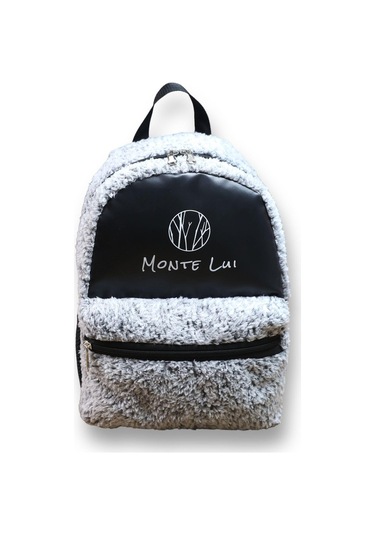 Monte Lui Mnt3637 Peluş Sırt Çantası Gri Kahverengi