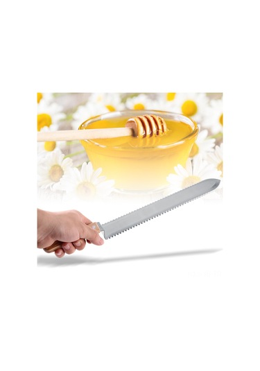 Jeemson Arı Balı Kazıma Bıçağı - Z Şekilli Testere Dişli, Ince Ve Keskin, Paslanmaz Çelik Bıçak, Ahşap Saplı Arıcılık Aracı