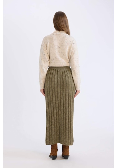 DeFacto 	Regular Fit Maxi Triko Etek B0089AX24WNKH474 Haki