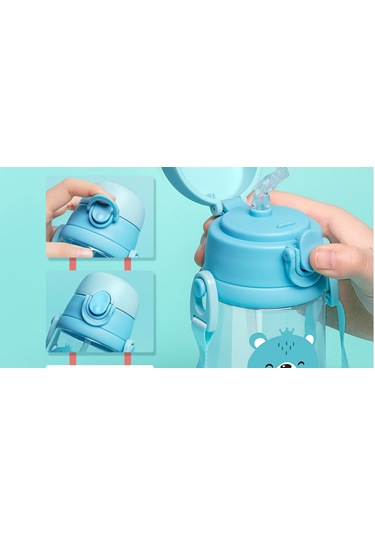 480ml Çocuklar Su Kupası Yaratıcı Karikatür Hayvan Bebek Besleme Bardakları Payet Sızdırmaz Su Şişeleri Açık Taşınabilir Çocuk Bardakları Kupalar Mavi 007 Kahverengi