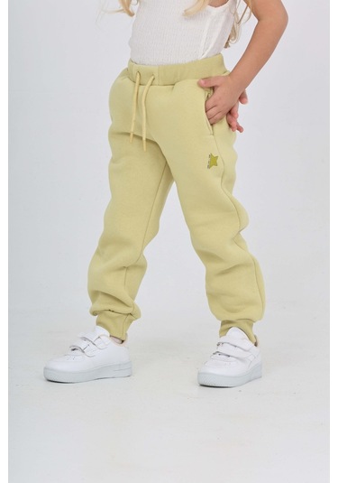 Toontoy Kız Çocuk Kabaran Yıldız Baskılı Eşofman Alt Açık Yeşil