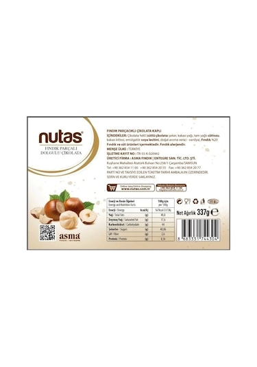 Nutas Fındık Parçalı Dolgulu Çikolata 45'li - 337 G