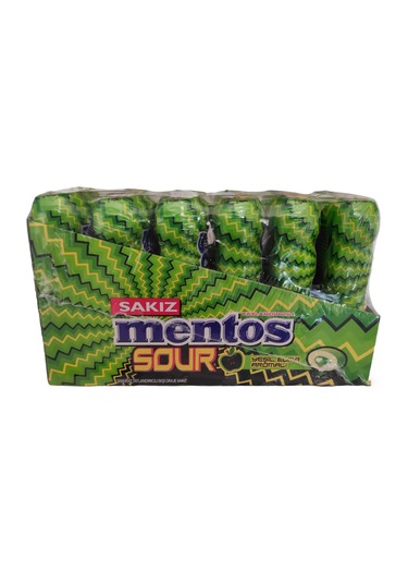 Mentos Sour Yeşil Elma Aromalı Draje Sakız 6 x 56 G