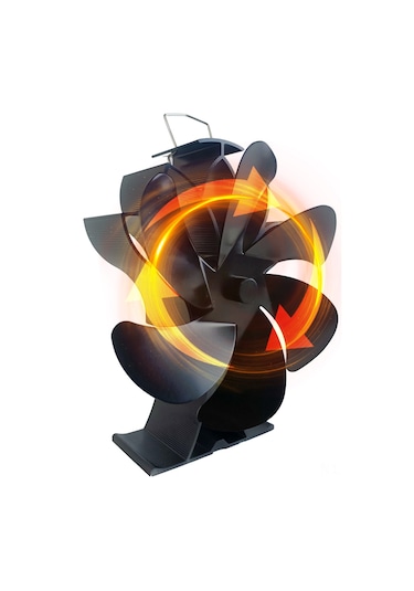 Lemestar Alüminyum Isıtma Fırın Fanı - 6 Kanatlı Termal Enerjiyle Çalışır, Sessiz Isı Dağıtımı, Kömür/küçük Odalar İçin